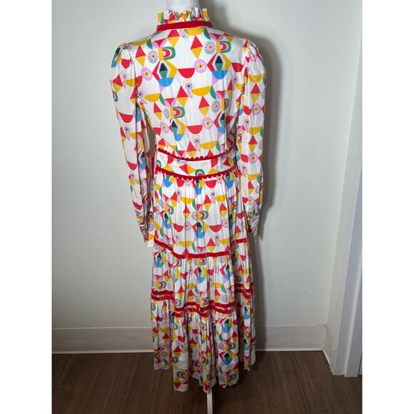 Celia Multicolor Long Sleeve Maxi Dress Sz S - Picture 1 of 4